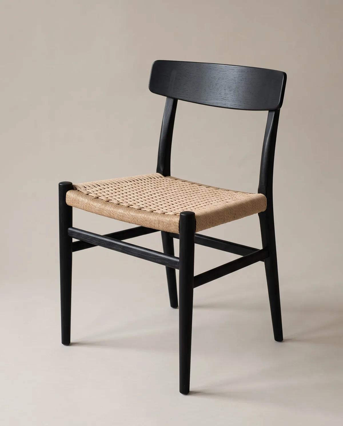 Ask dining chair, black, Black-stained ash, paper cord