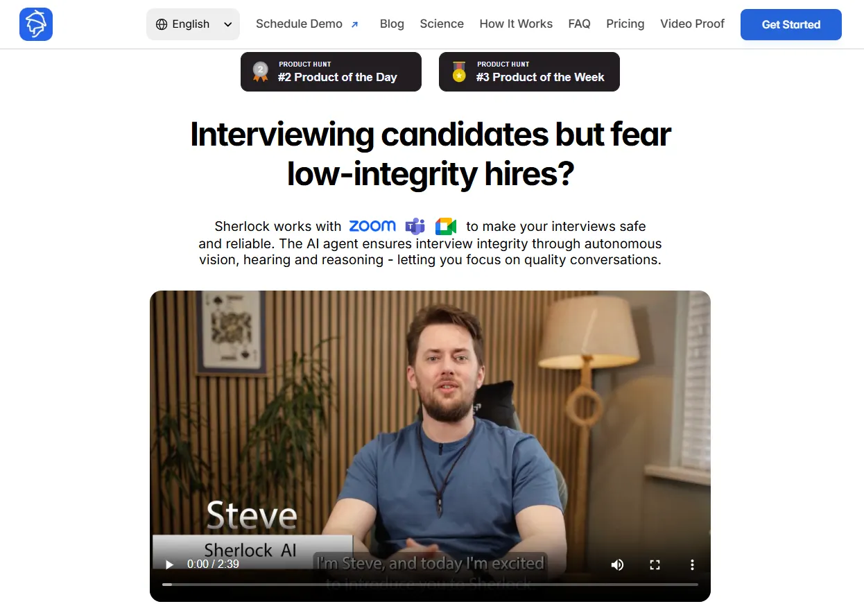 Sherlock AI homepage