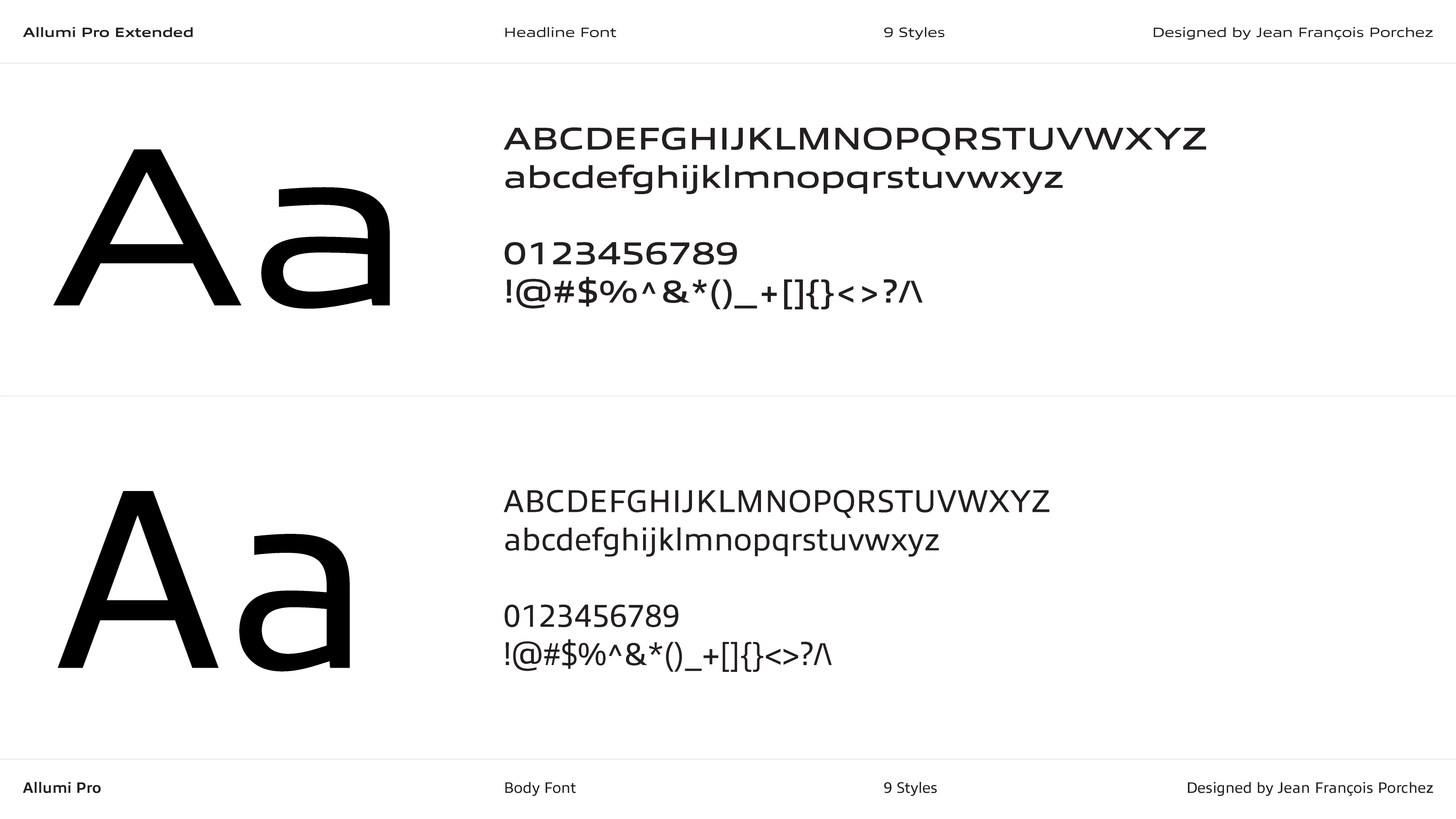 Allumi font families