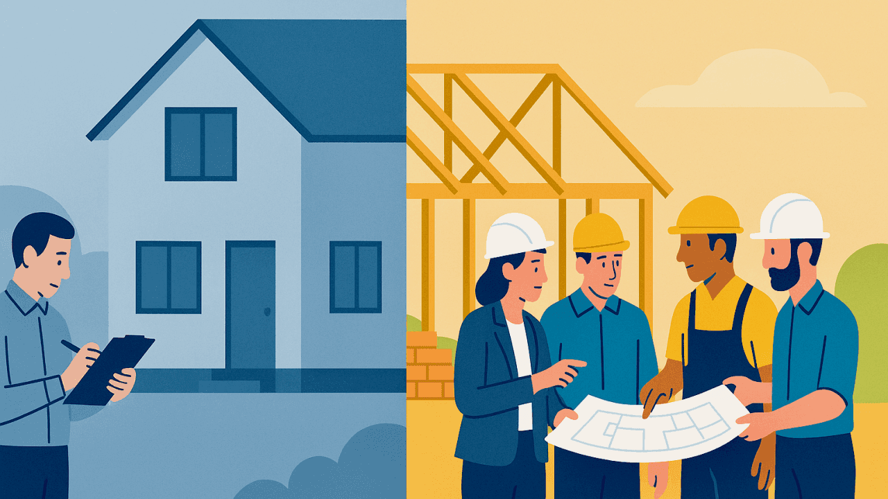 Centralized QA (lone inspector) vs embedded QA (collaborative team) construction metaphor