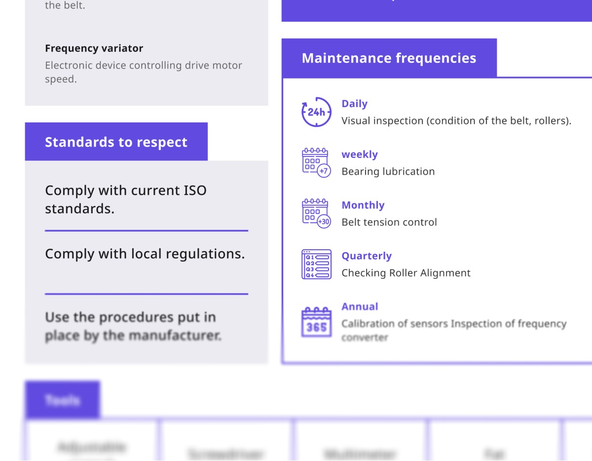 Binder  Conveyor Maintenance Cheat Sheet 