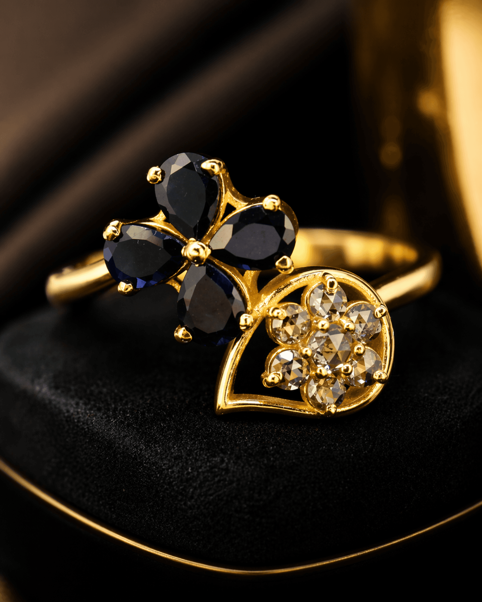 Sapphired uncut diamond ring