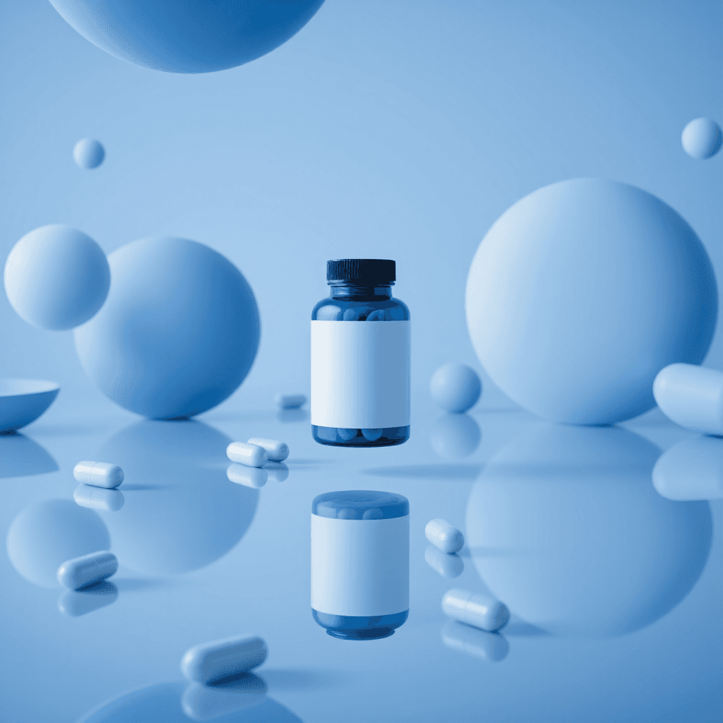 product photography of a bottle of dietary supplement capsules