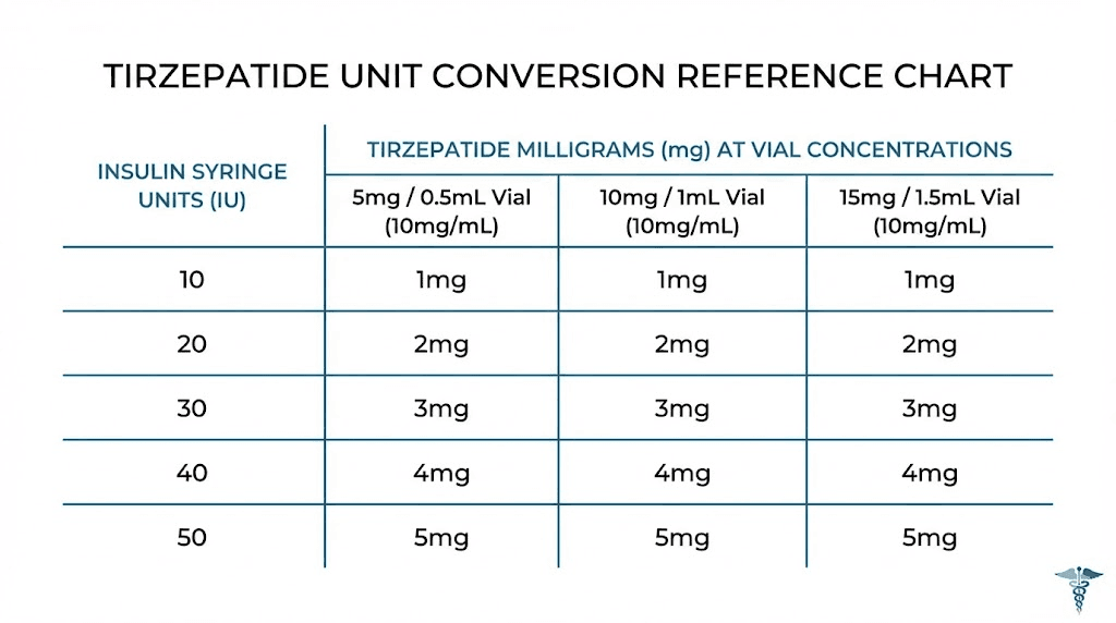 Tirzepatide unit to milligram conversion chart for compounded vials