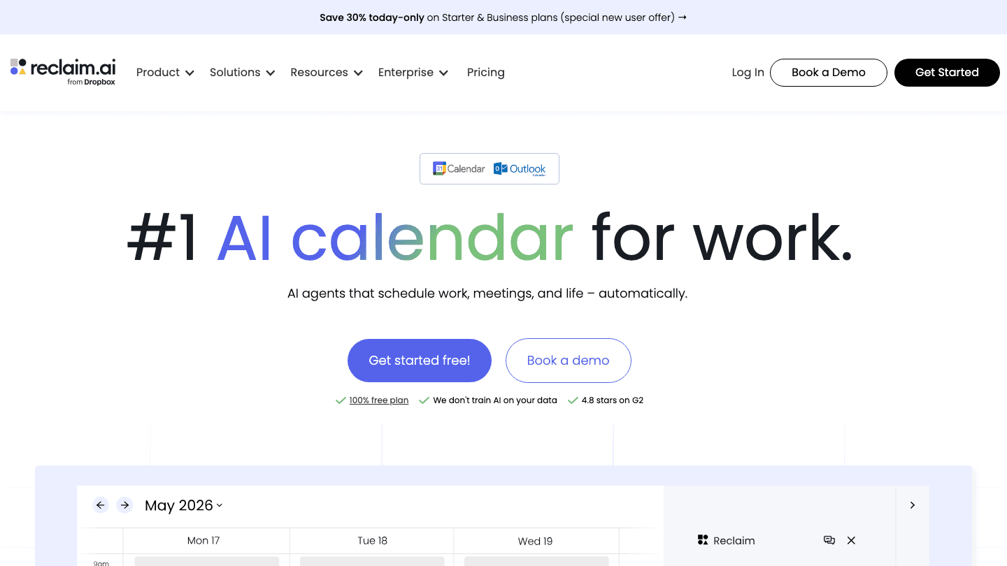 Reclaim.ai website screenshot