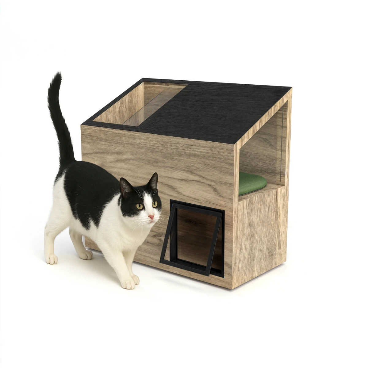 3d visualisatie van een buitenverblijf voor een kat