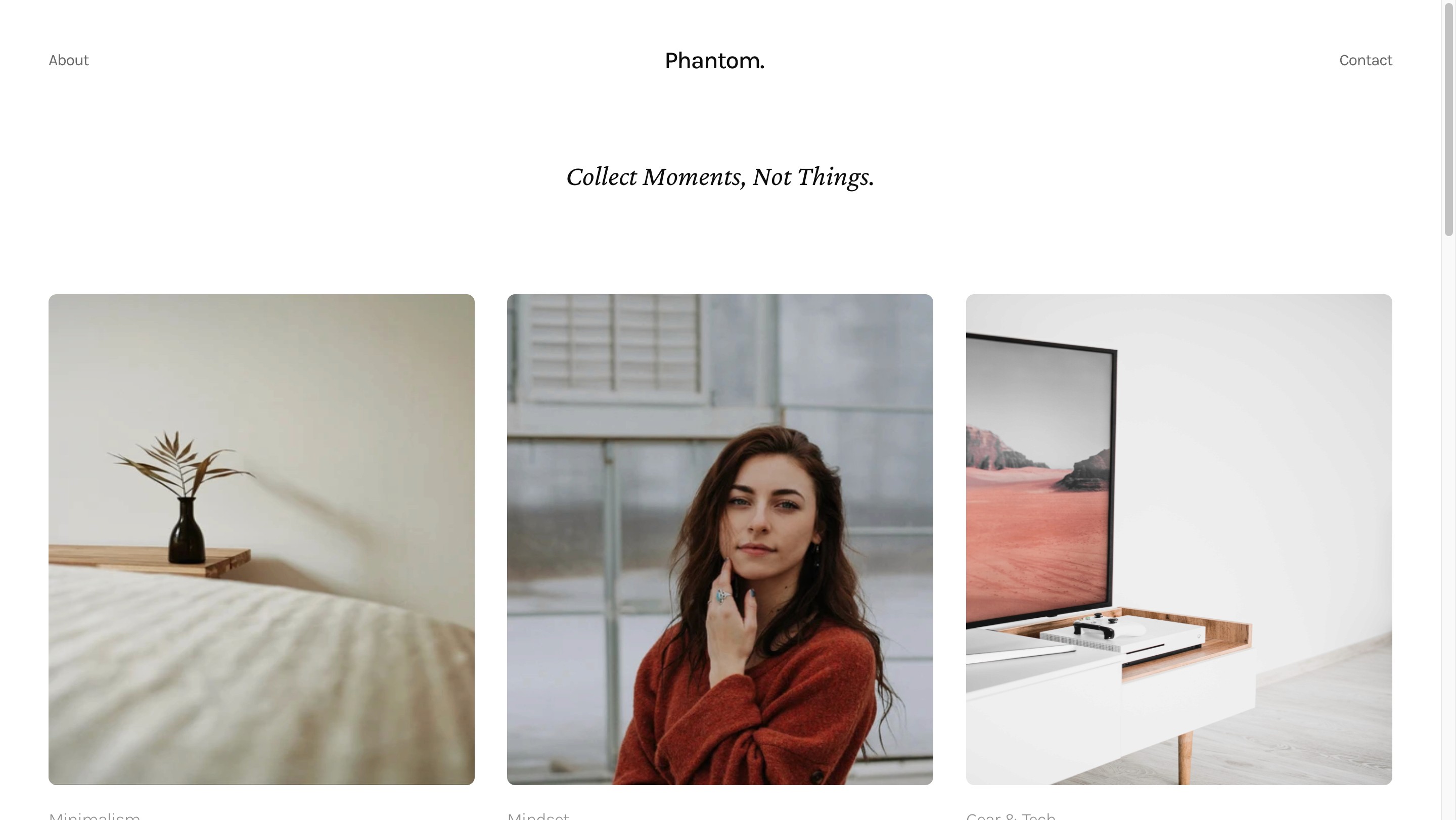 Phantom - Minimal blog website template