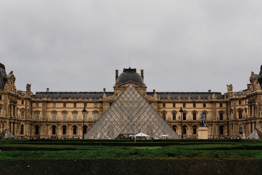 The Louvre museum with glass pyramid