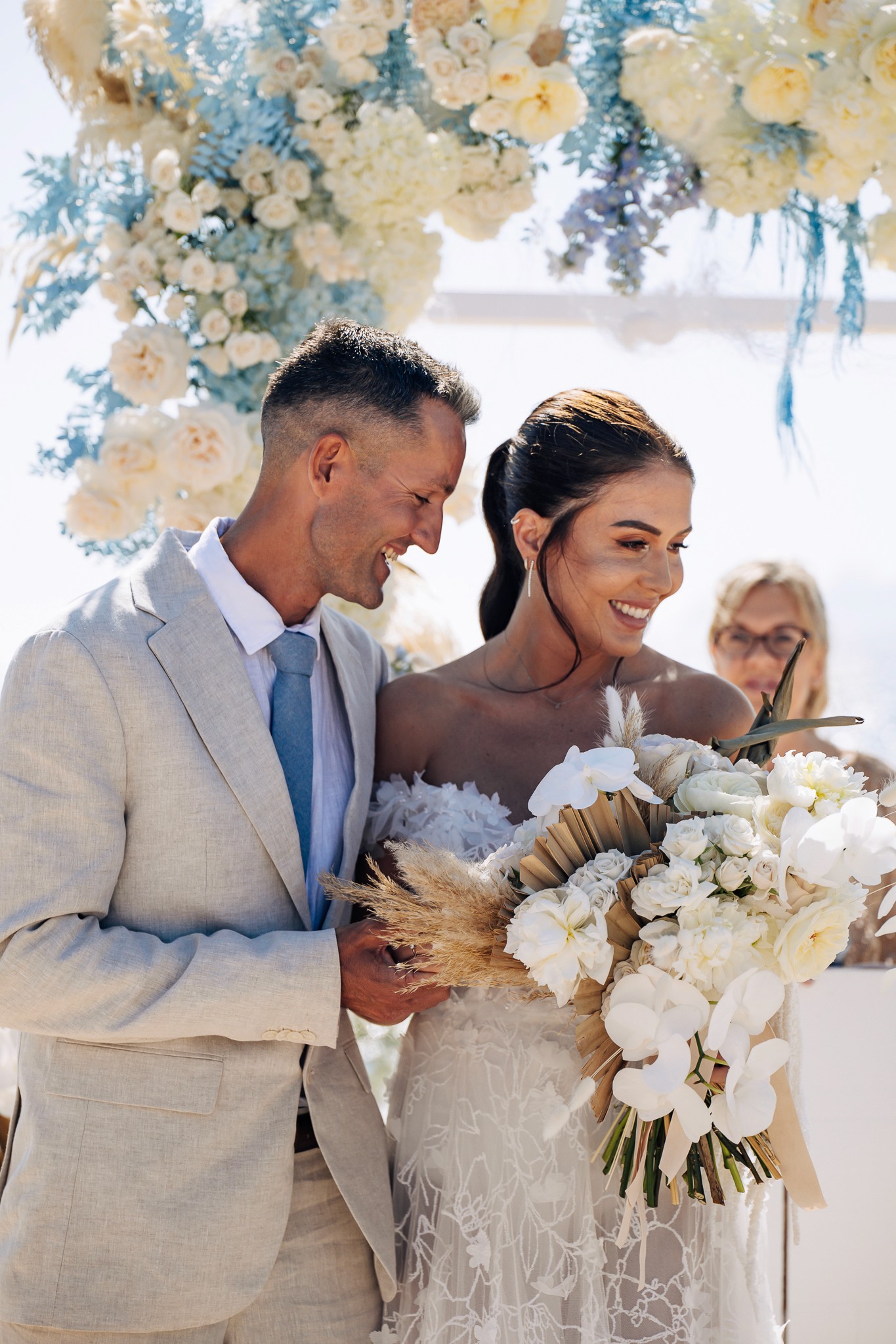 Boho-style floral arrangement with natural textures