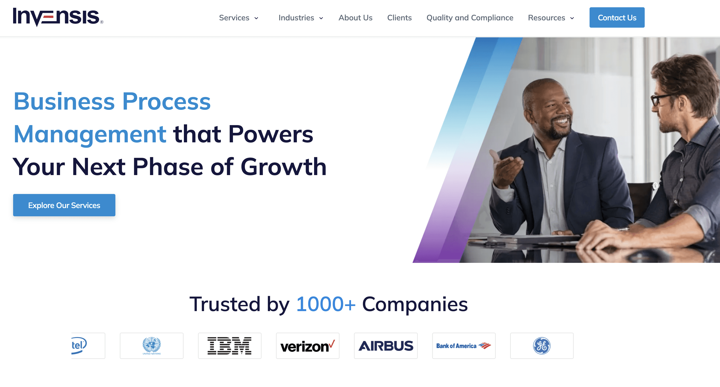 Invensis homepage: outsourced data cleansing and back-office services provider