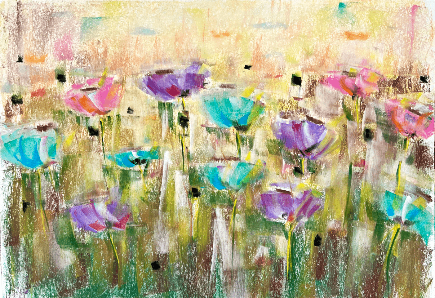 Field of Cosmos - 42/29.7cm - soft pastel