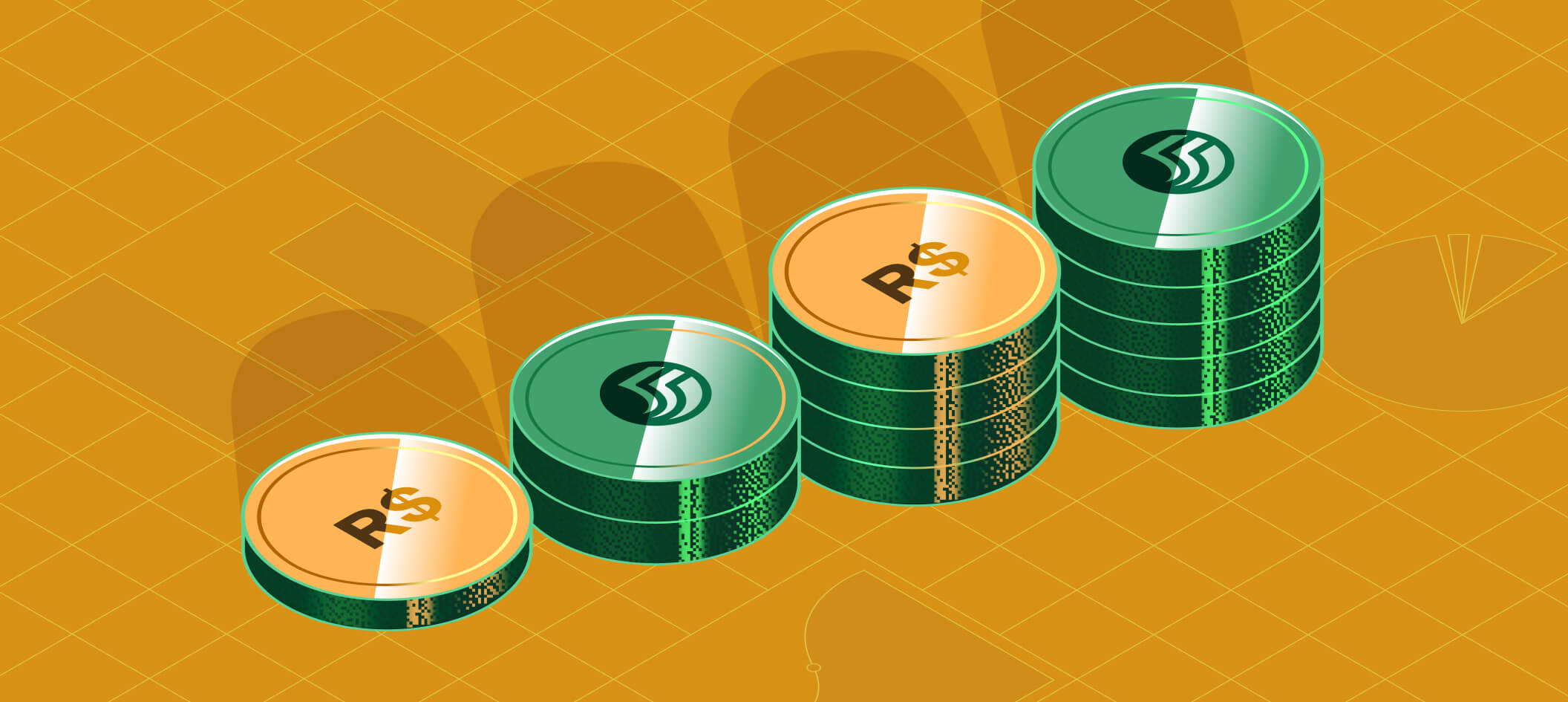 Stylized image of stacks of Brazilian Reais