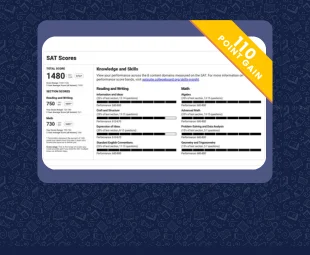 1480 SAT score (750 Reading, 730 Math) with a 110-point gain