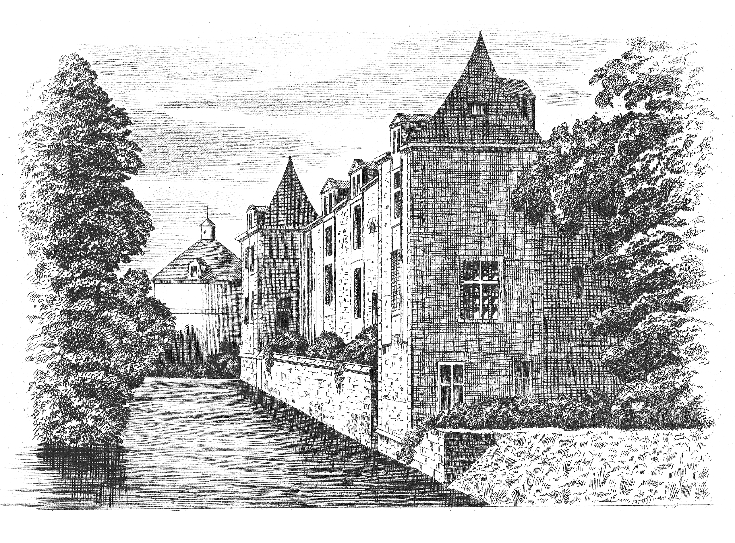 Gravure du château de Coulon au bord du Fouzon