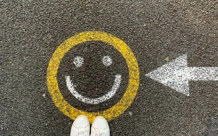 a smiley drawn on the road