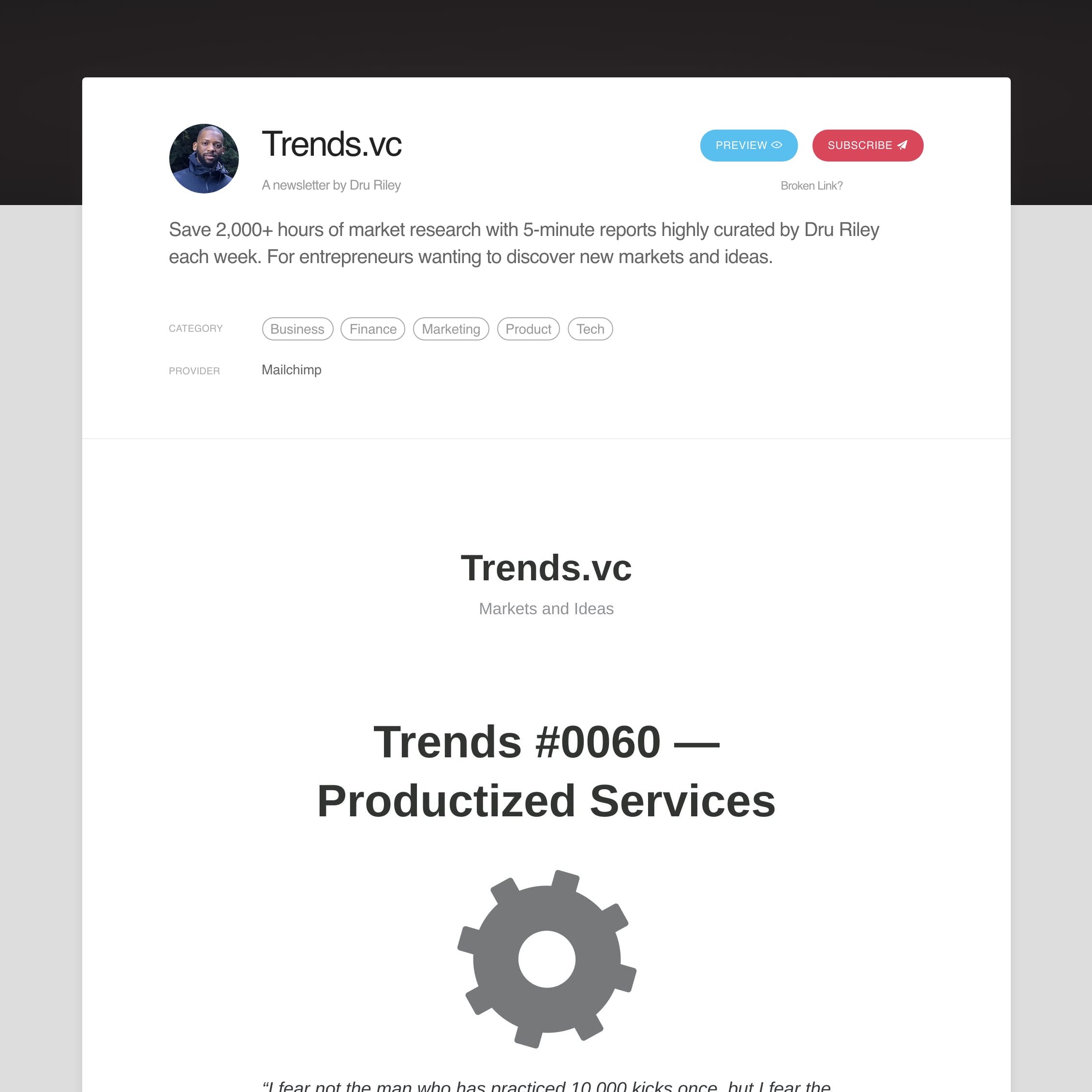 Trends.vc newsletter profile
