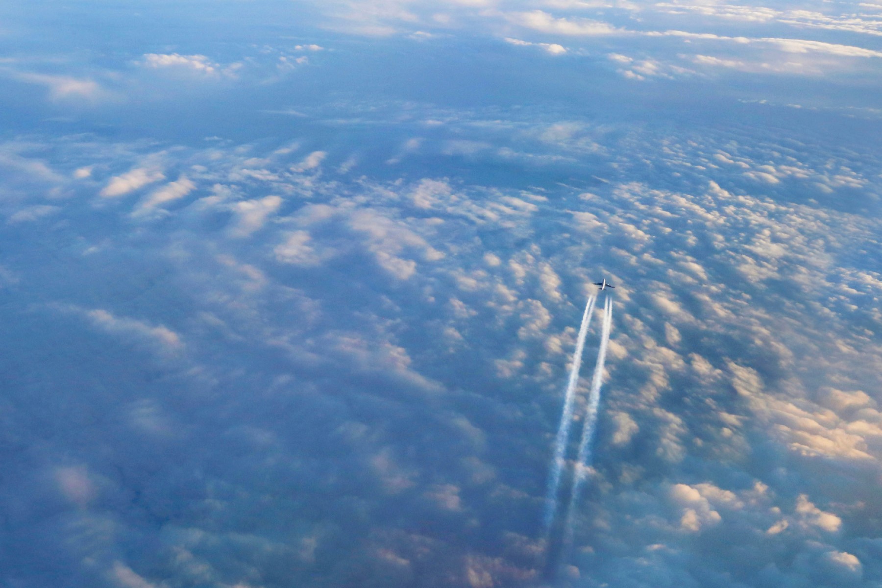 Airplane contrails in the sky 