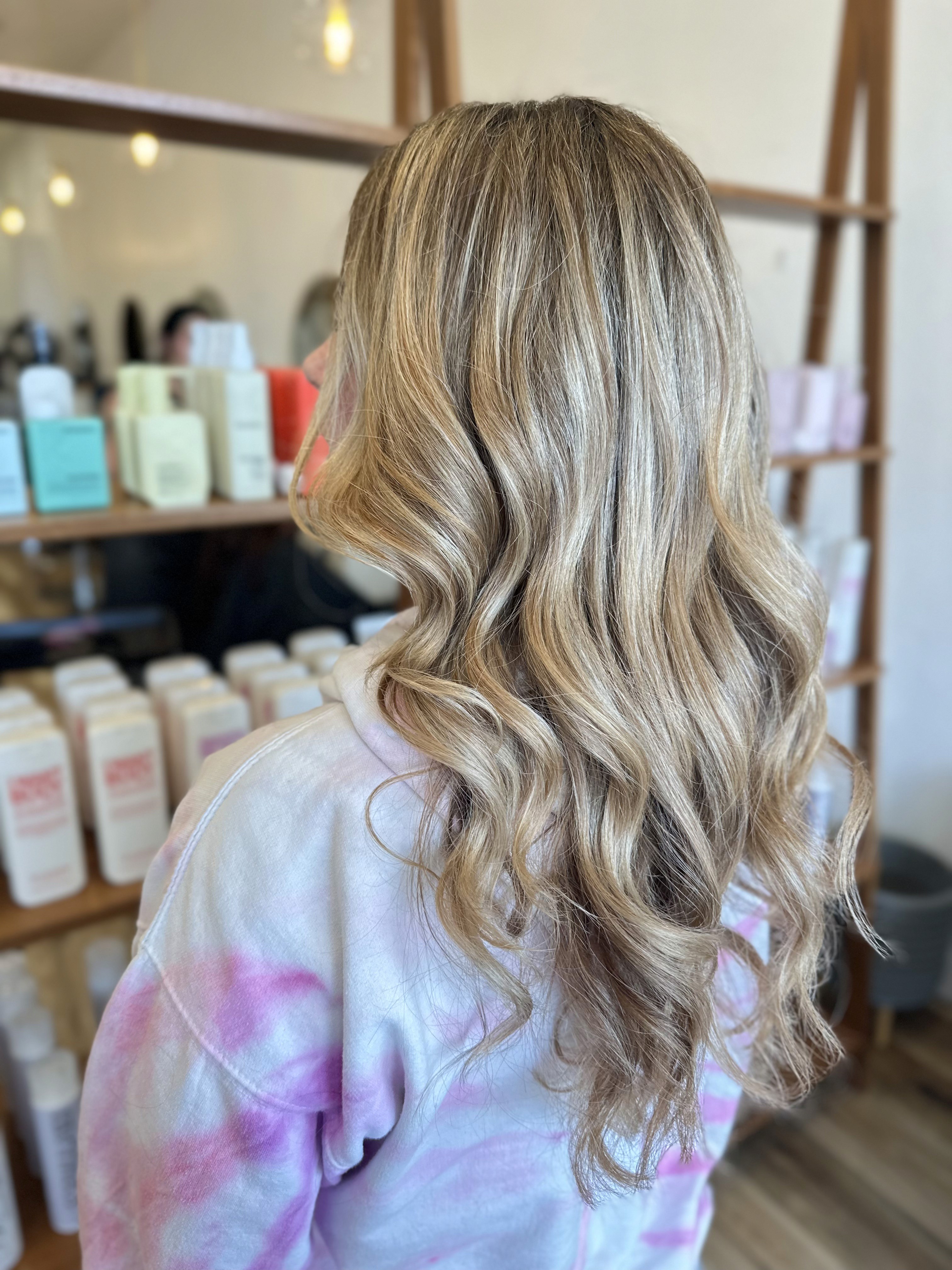 Maintenance blonding with dimensional blonde by Marlie Kanoi at Del Sol Hair Studio Huntington Beach