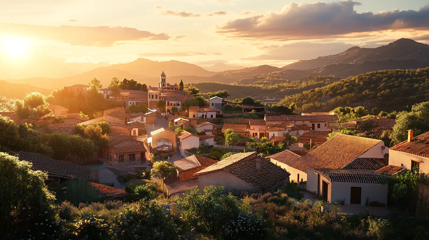 Imagen de un pueblo precioso al atardecer