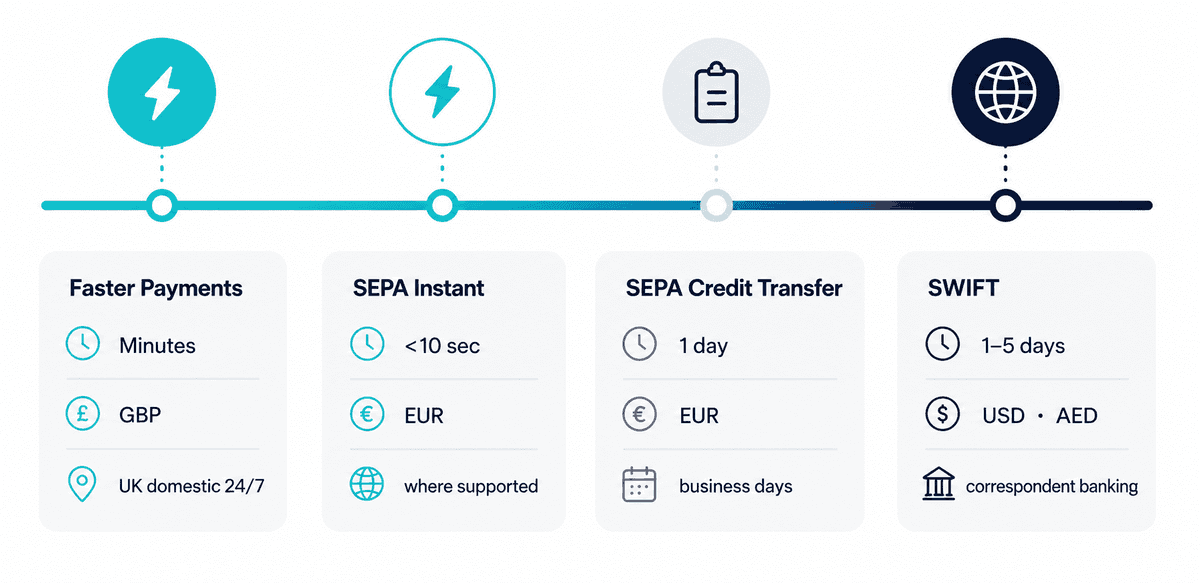 Transfer Times by Payment Rail