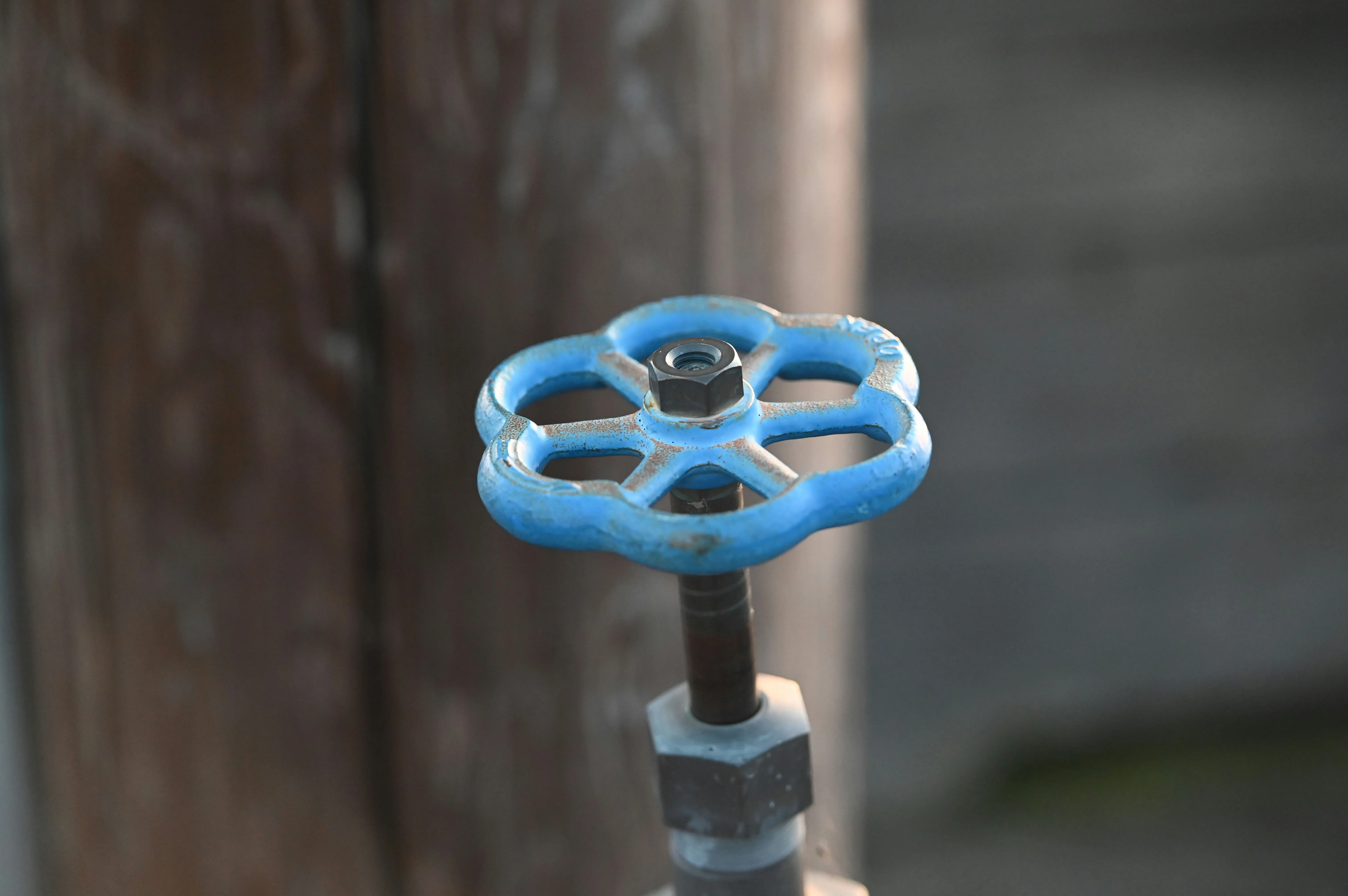 Blue water shut-off valve handle