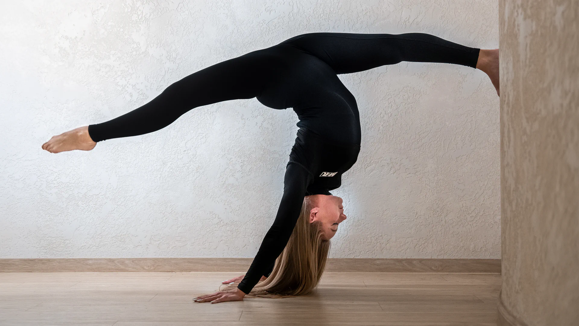 `Maria Manitta performing a therapeutic stretching backbend for flexibility, mobility and better posture.`