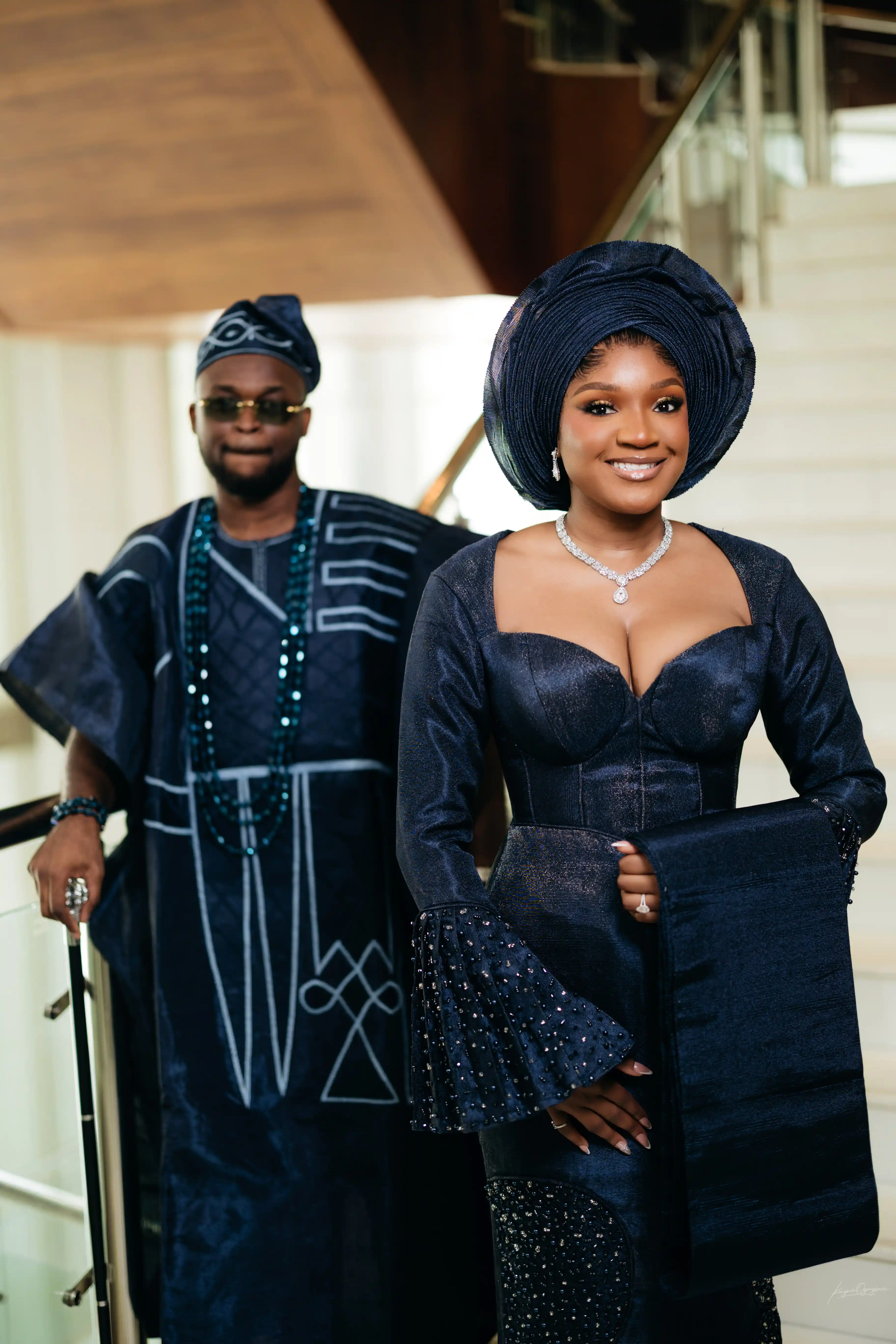 Bride and groom celebrating a luxury wedding coordinated by Victoria Brooks Events, a premium wedding planner in Nigeria.