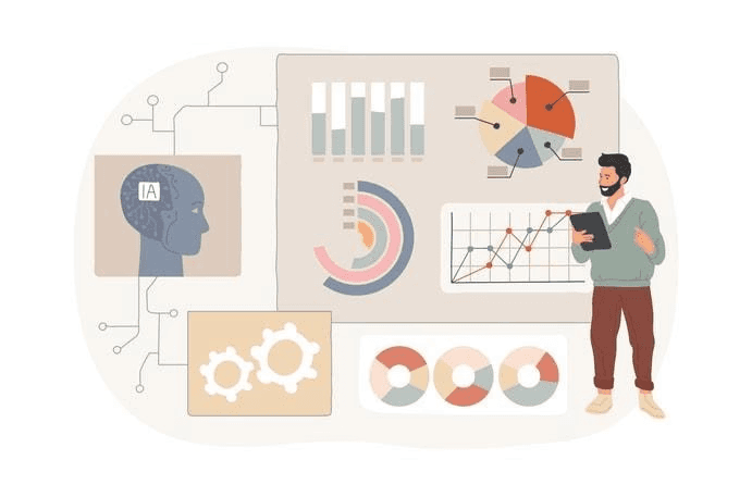 The image depicts a software developer collaborating with AI tools, showcasing code suggestions on a modern monitor. This scene highlights the integration of artificial intelligence in the software development process, emphasizing the importance of technical skills and effective project management in the software engineering field.