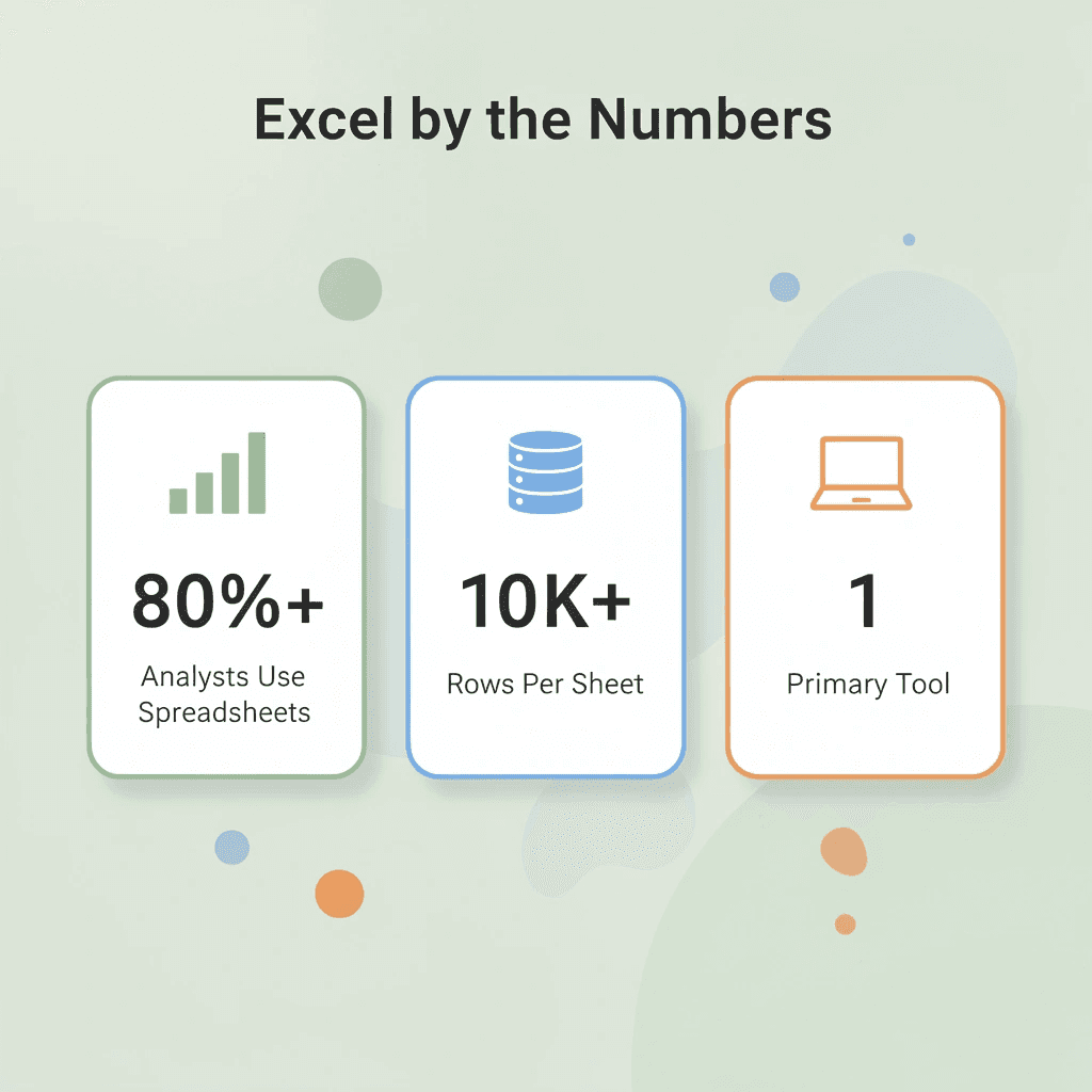 Infographic showing key statistics about spreadsheet usage among data analysts