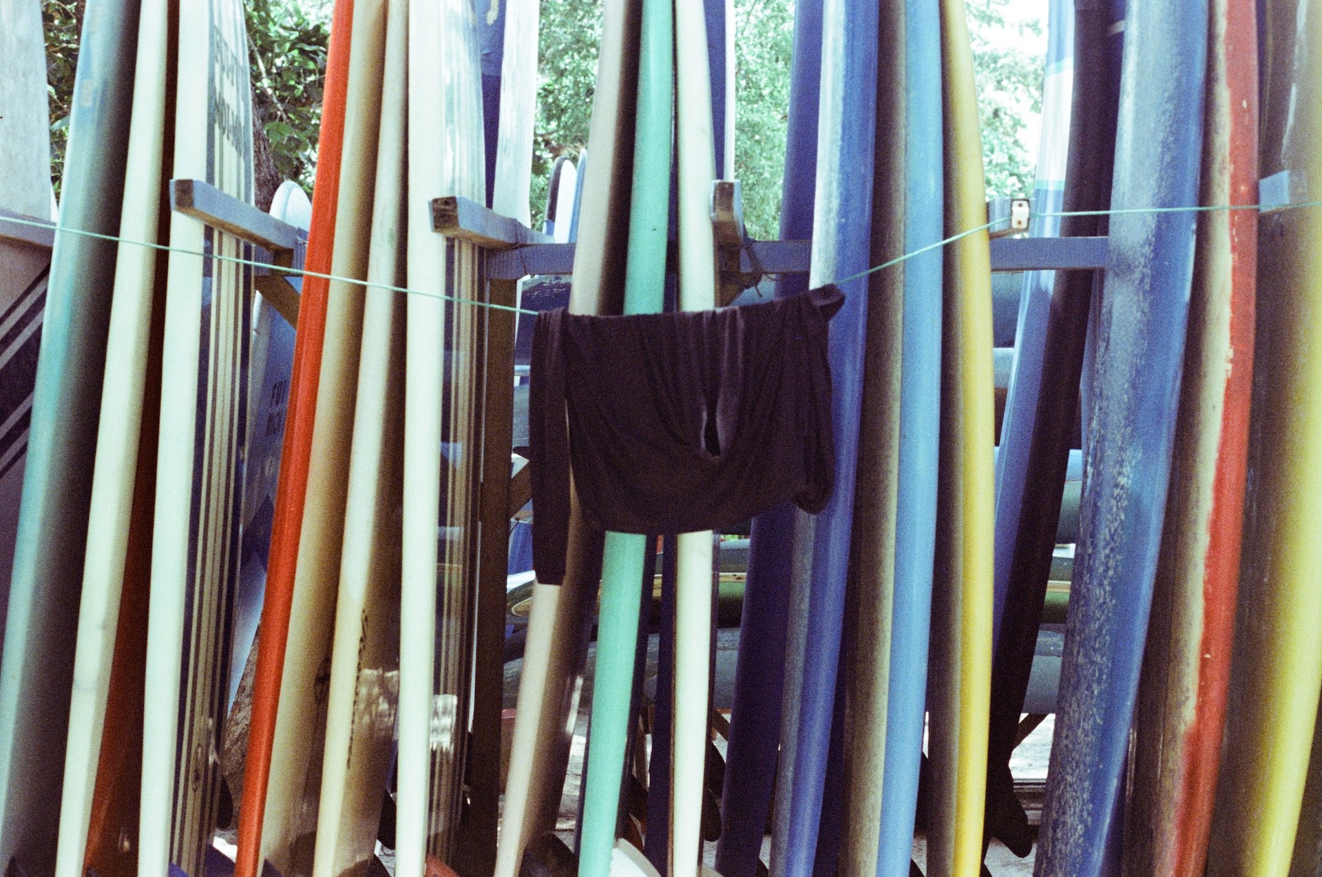 analog photography of the surfboards 