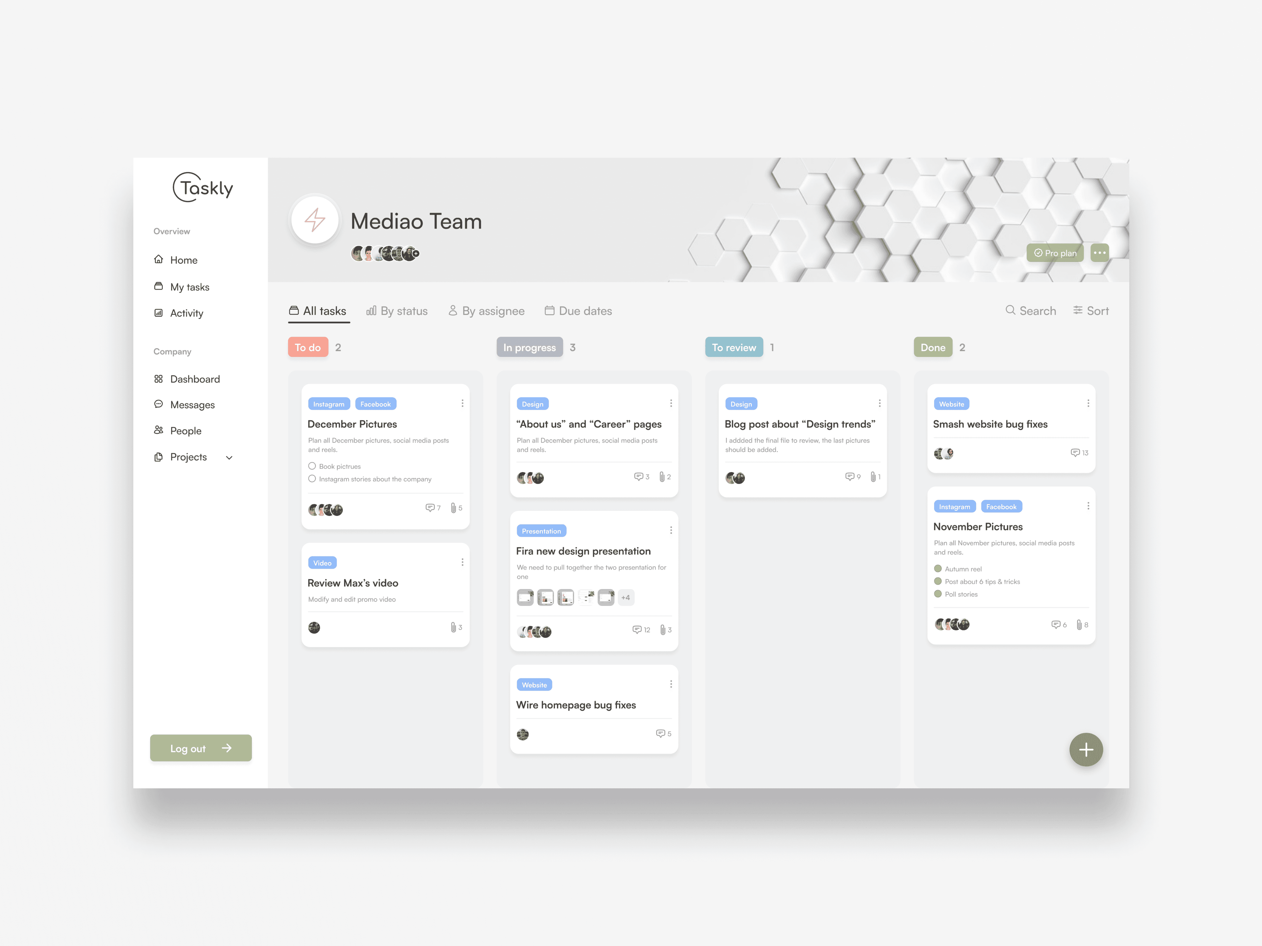 CRM system dashboard