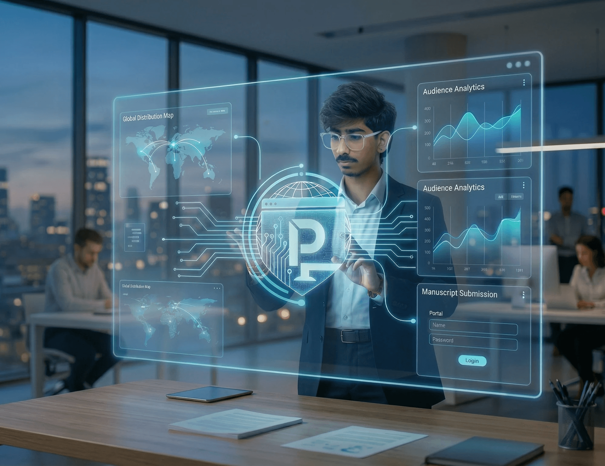 AI in business - a concept image showcasing the integration of artificial intelligence in various business operations.