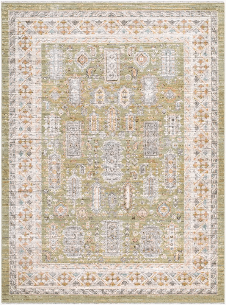 Product image for Neku Sage Persian Machine Woven Polypropylene Washable Area Rug