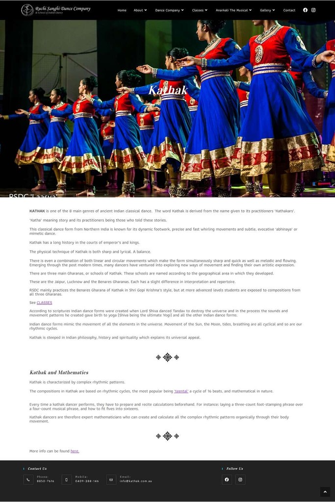 'Kathak' page current state screenshot