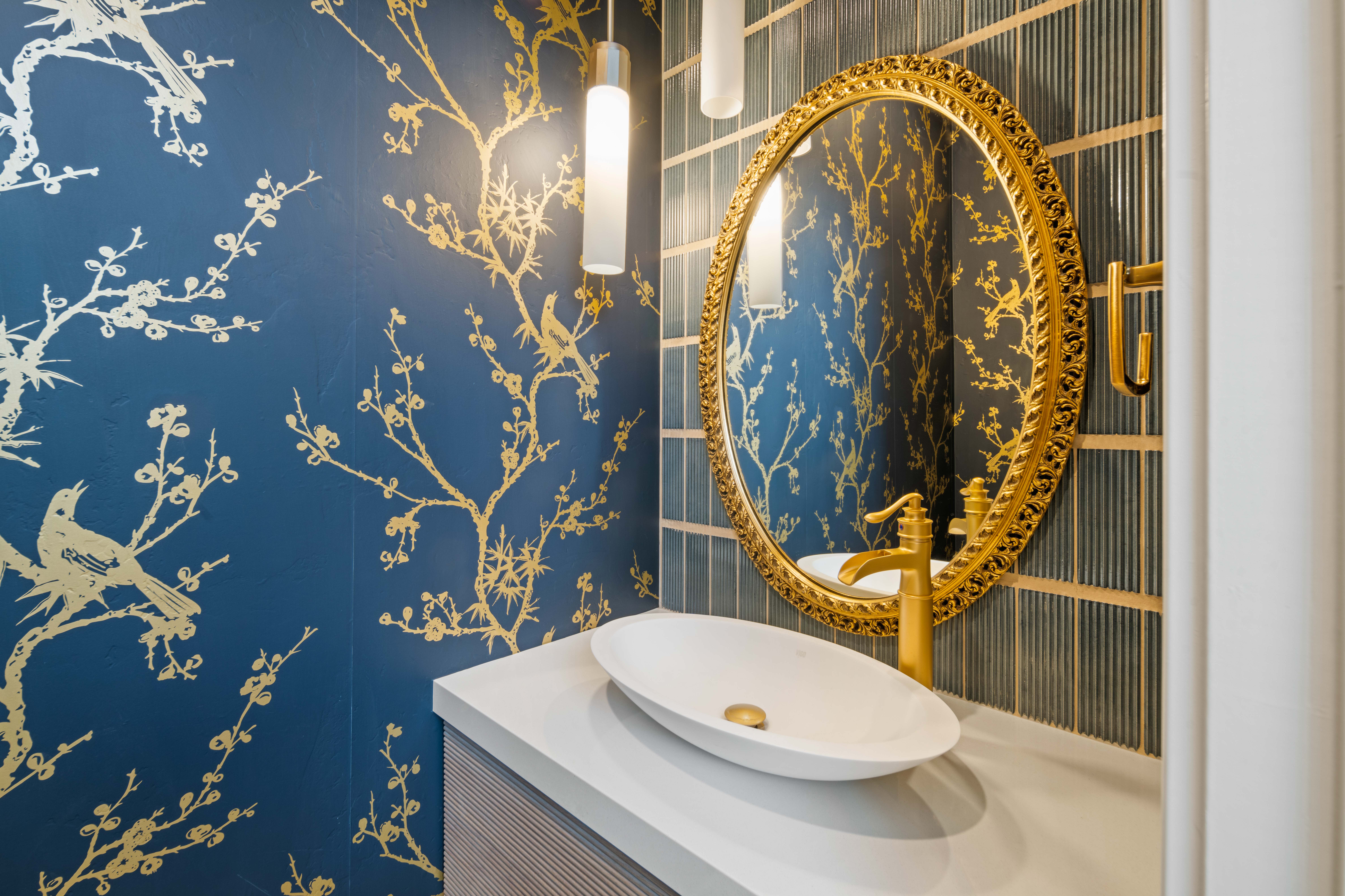 Hurricane, Utah custom home with a gold trough style faucet.