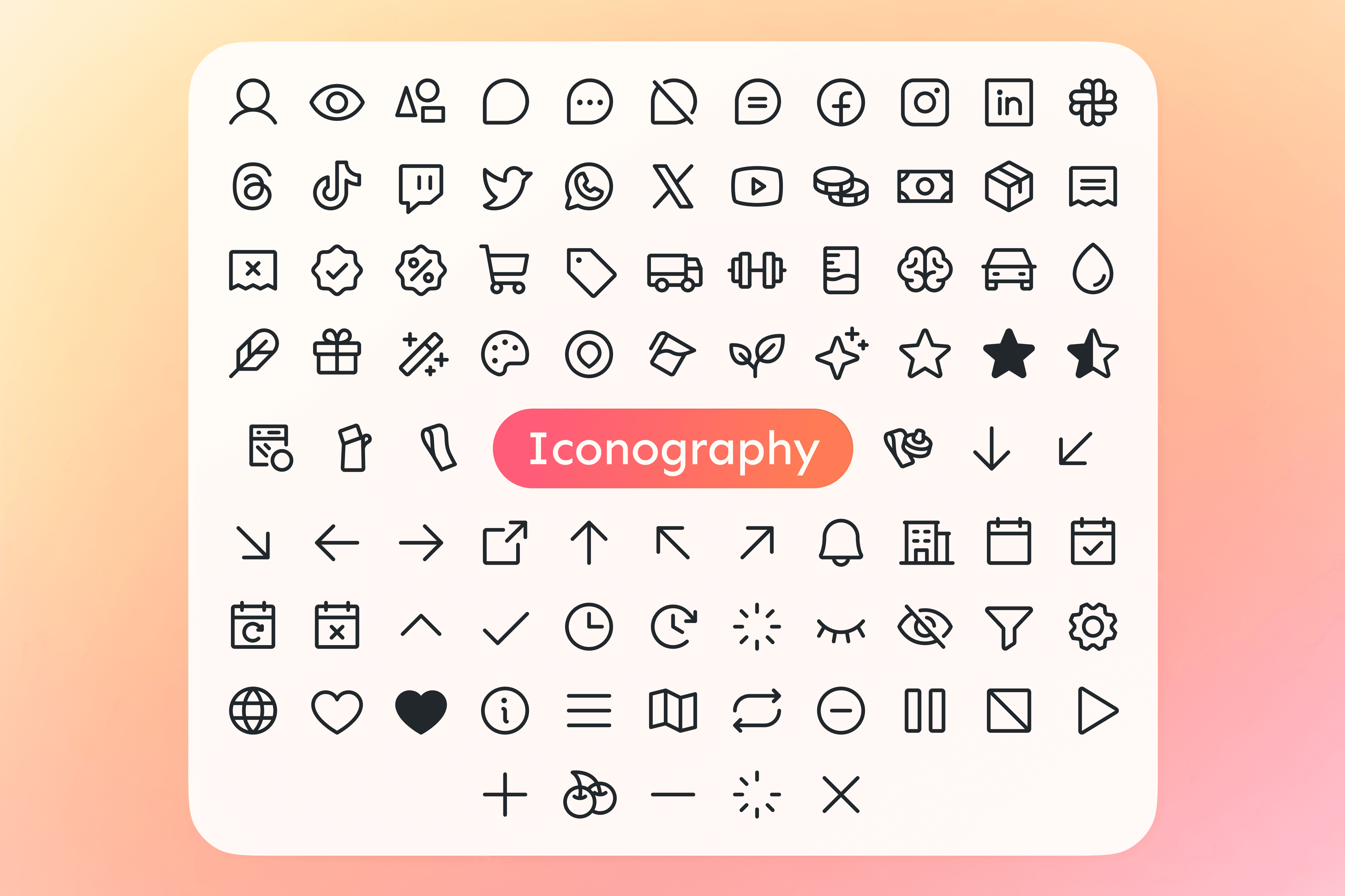 Individual Icons around the word "Iconography"