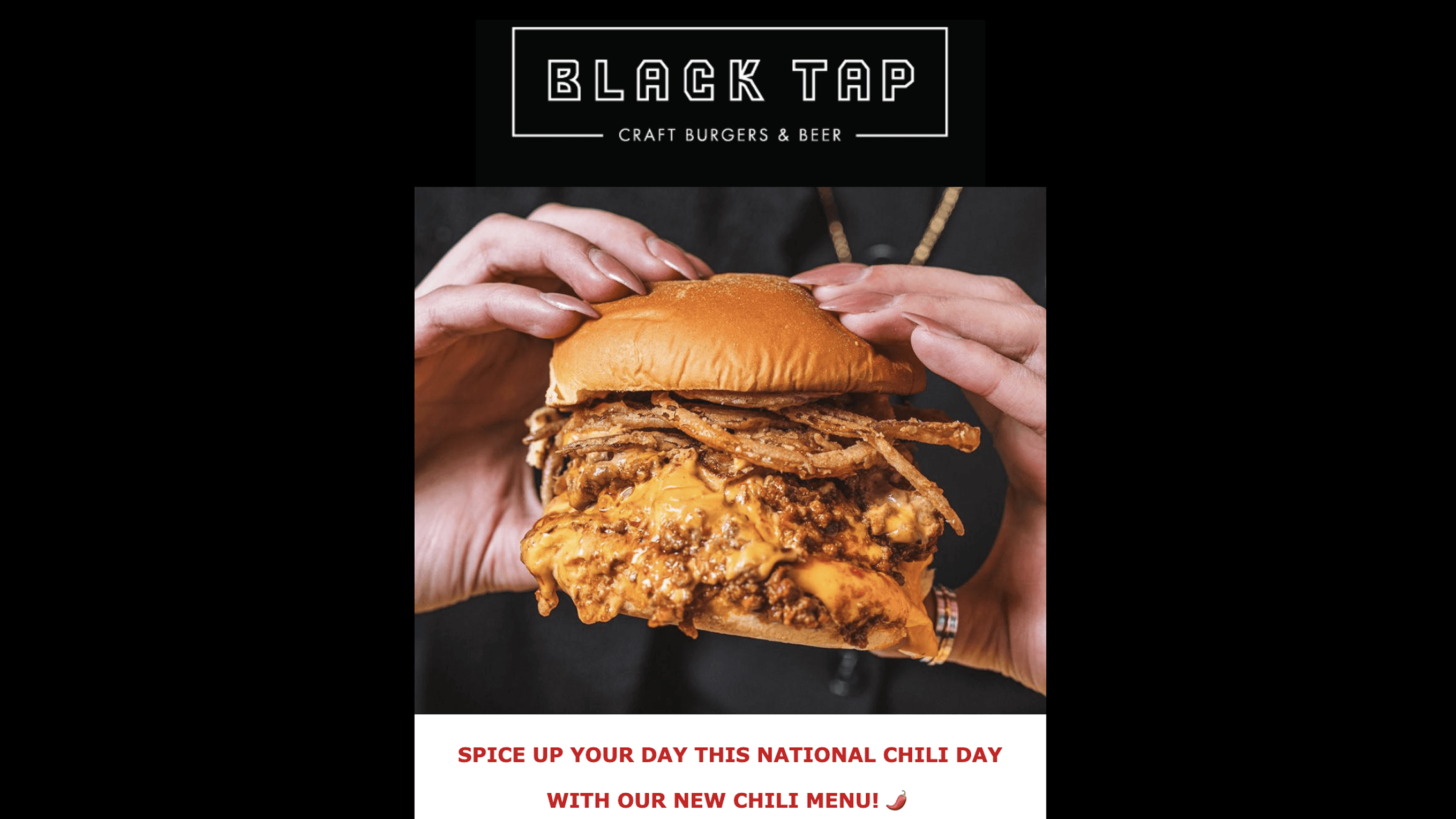 Black tap newsletter example