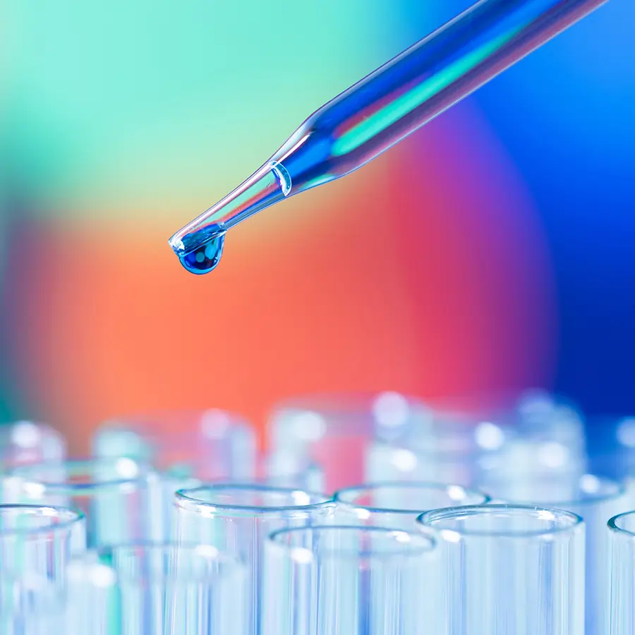 Vibrant illustrative photo of a patient's lab work being processed. 