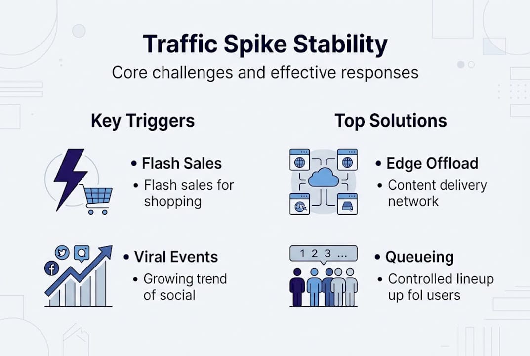 Infographic of traffic spike triggers and solutions