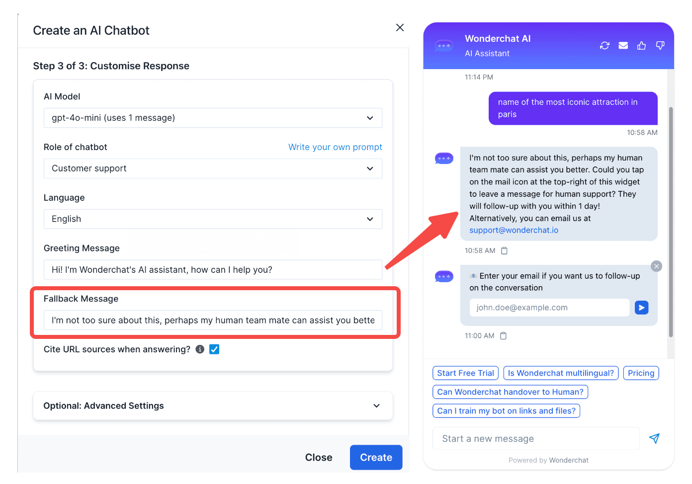 Wonderchat Create an AI Chatbot 5