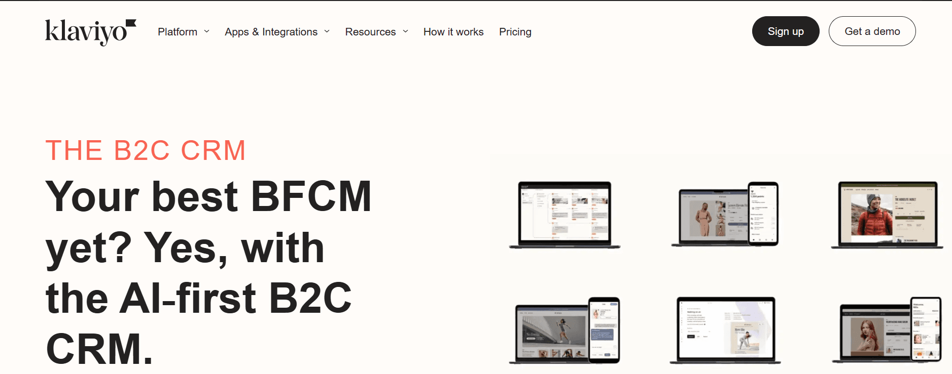 Banner showcasing Klaviyo AI-first B2C CRM platform.