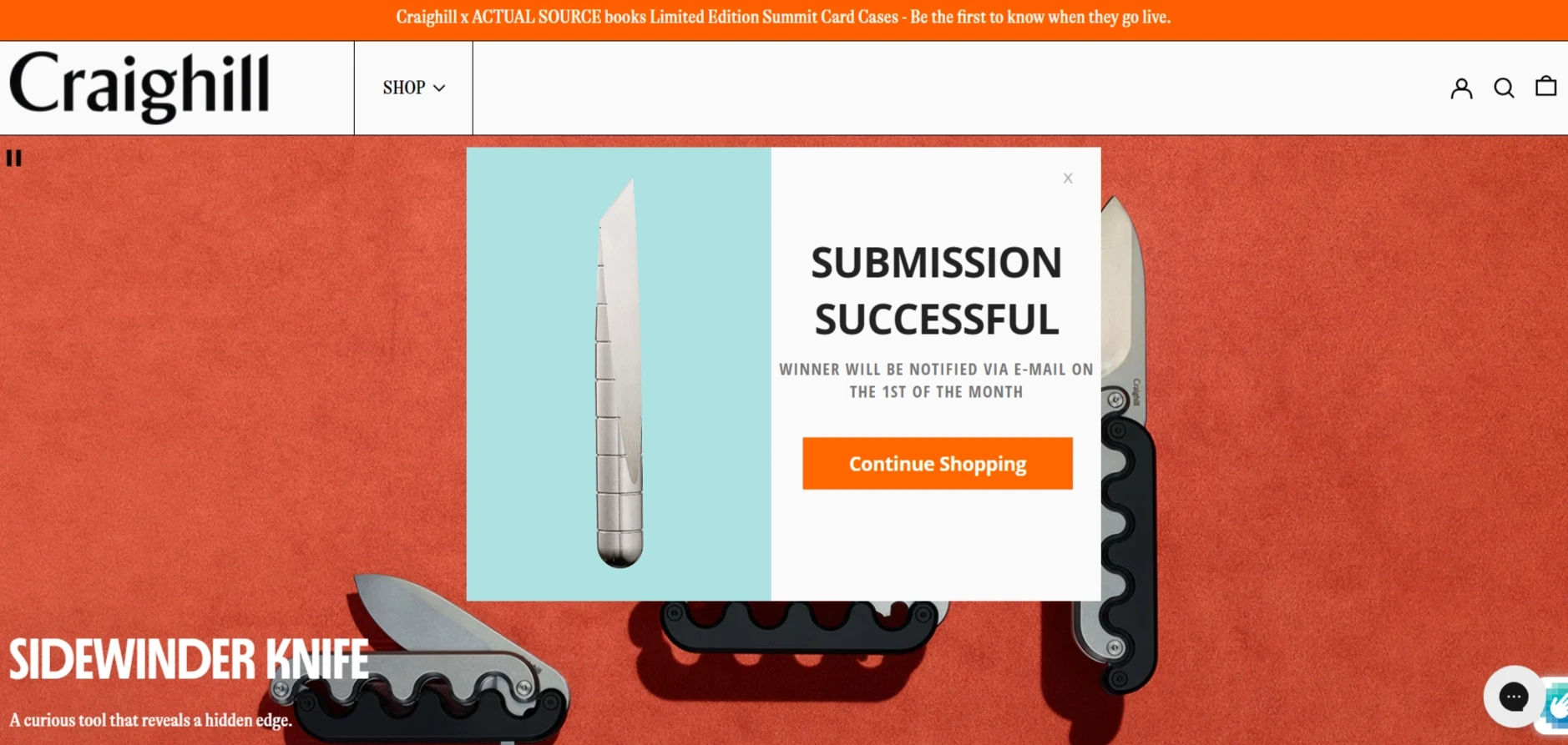 Craighill exit-intent optimized Thank You page