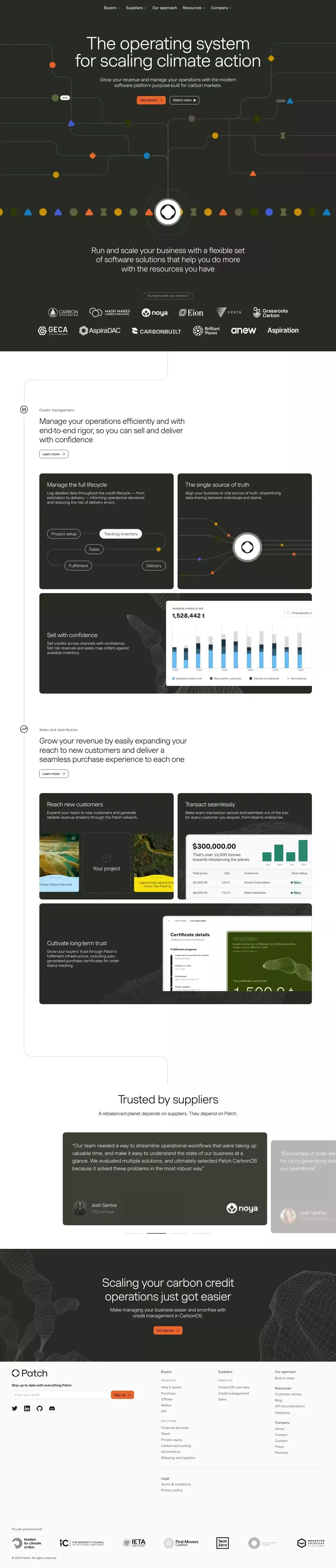 CarbonOS landing page screenshot showcasing Tech and Nature design