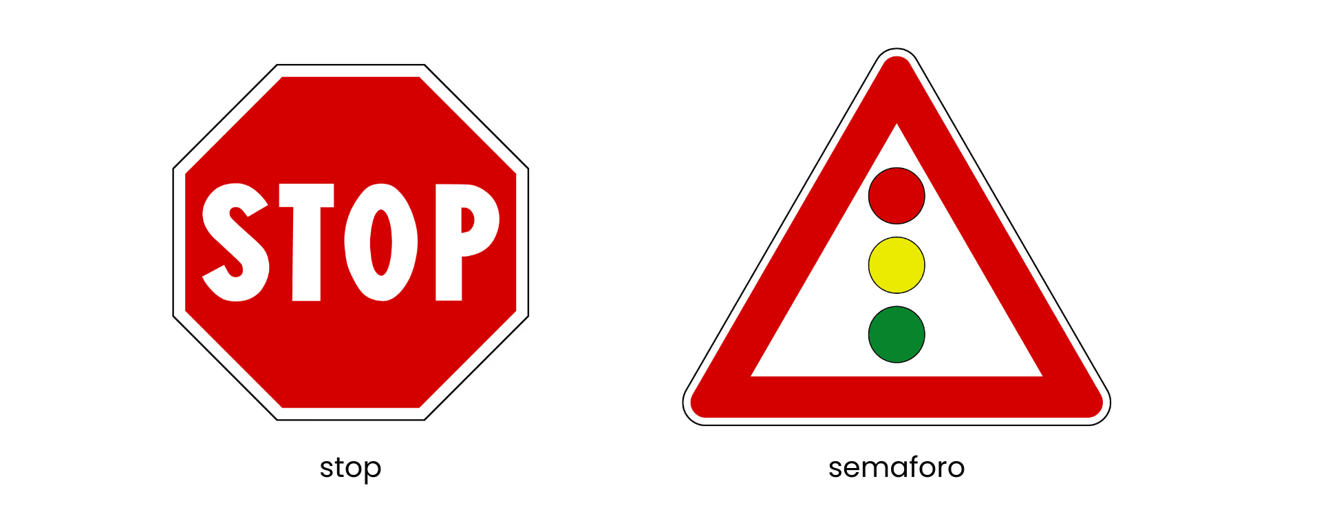 cartello stop e semaforo
