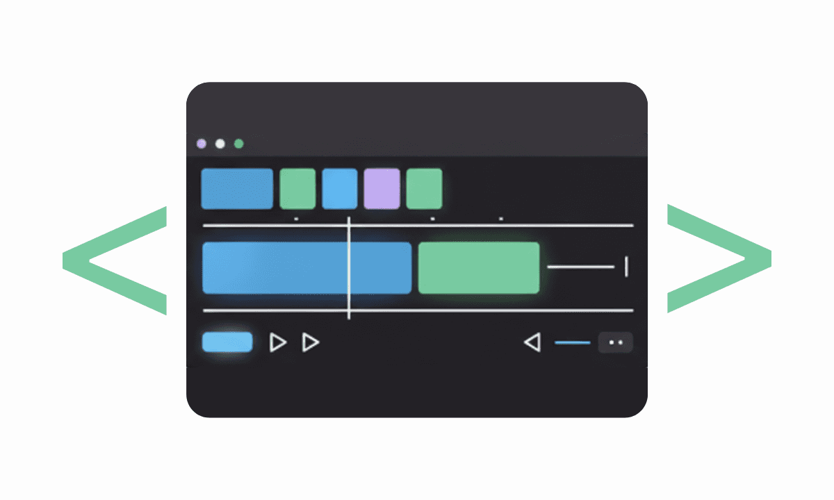 Video editing interface illustration with a streamlined timeline and play controls, representing AI-driven workflow and vibe-based editing.