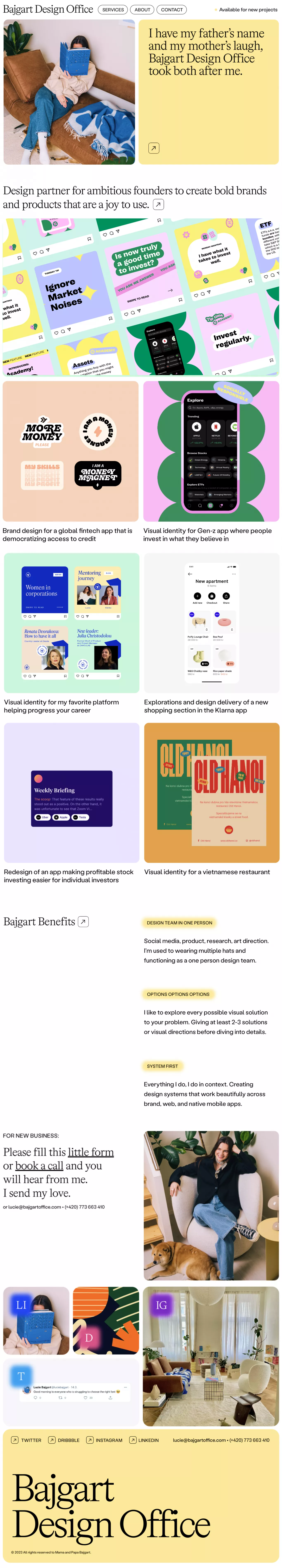 Bajgart Design Office - Brand & Product portfolio page screenshot showcasing Design and Tech design