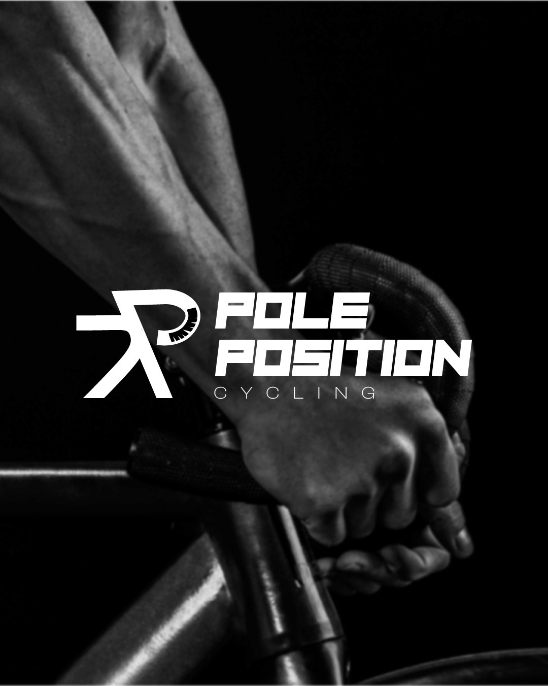 Logo et identité visuelle de Pole Position Cycling sur fond sombre
