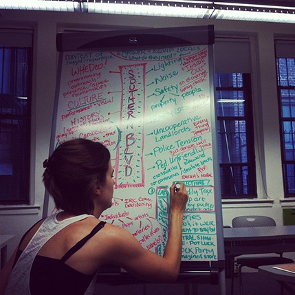 southern blvd, white board map