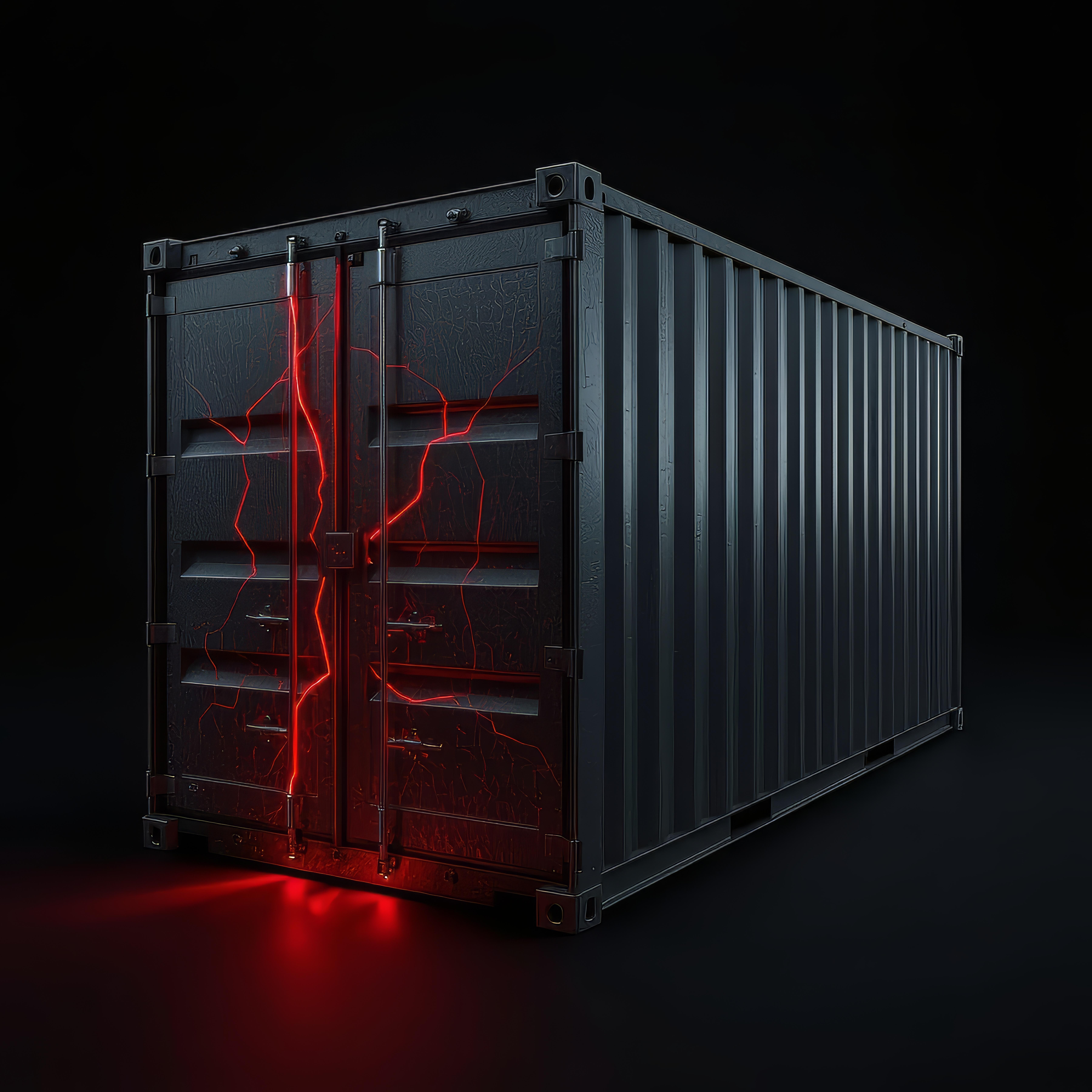 Holographic shield cracking with red particle alerts, blue cyber grid background, AI threat defense interface