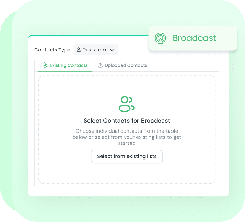 Broadcast contacts selection screen.